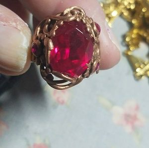 Artisan Corundum Ruby & Bronze Hand Cast Ring 8.5
